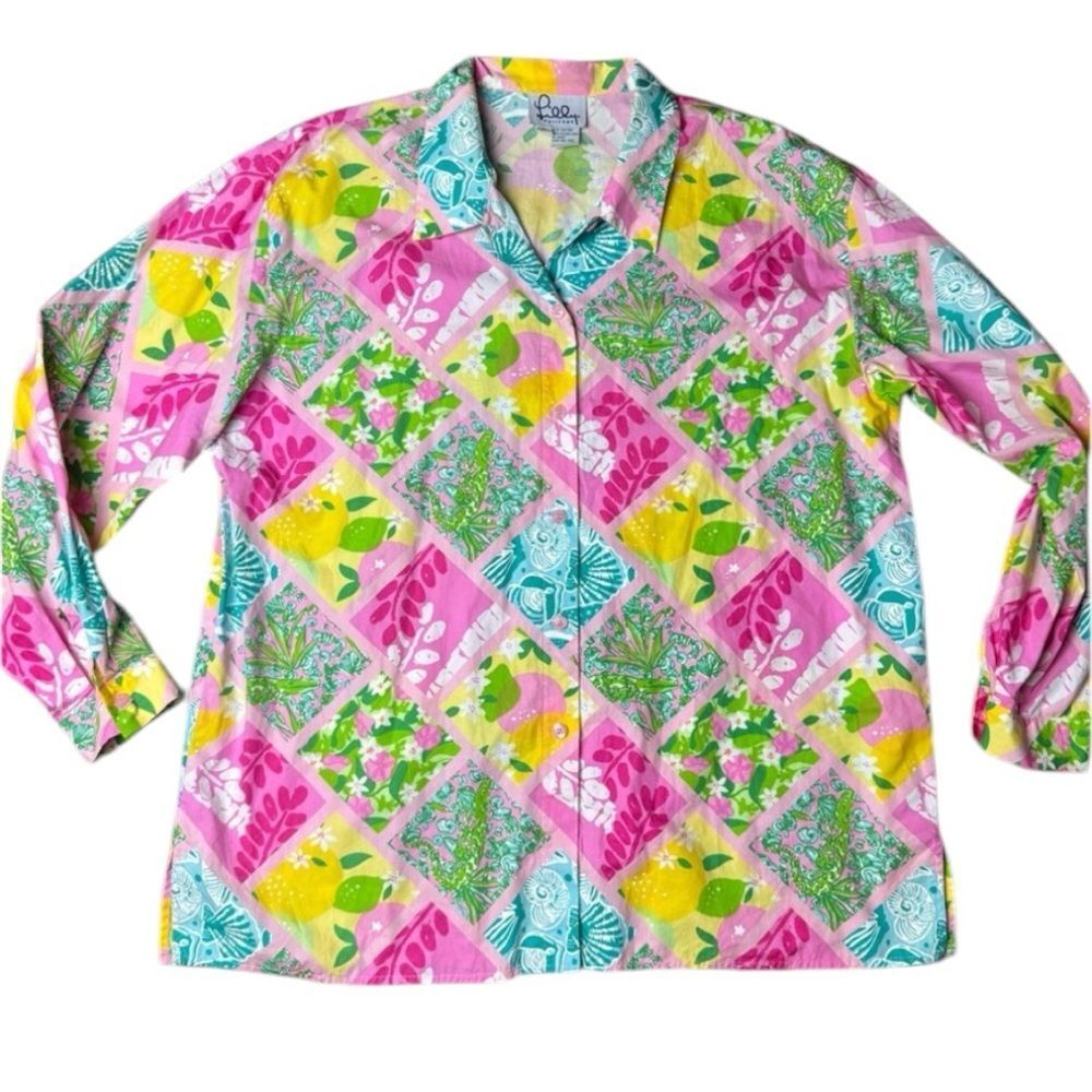 Lilly Pulitzer | Vintage Patchwork Button Down Blouse